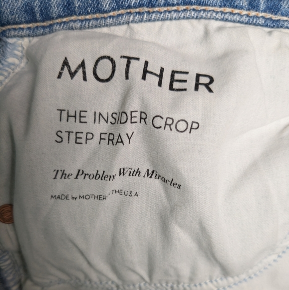 MOTHER The Insider Step Crop Fray Jeans In The Problem With Miracles Sz 25 - Picture 6 of 13